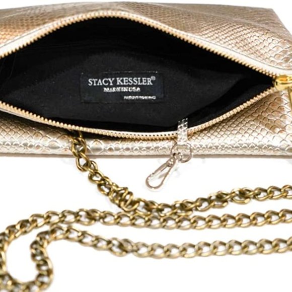 Chic Gold Metallic Faux Alligator Crossbody Mini NWT - Picture 3 of 14